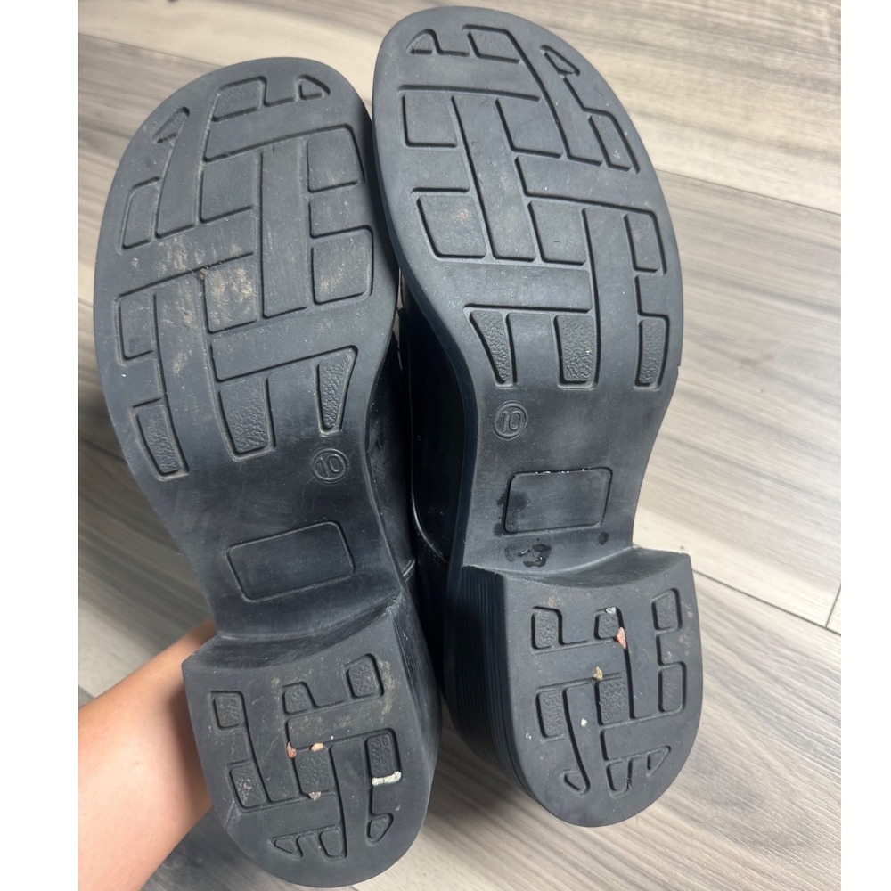 Vintage Current Attractions Black Chunky Buckle Loafers Square Toe 90s Size 10 - Picture 7 of 7